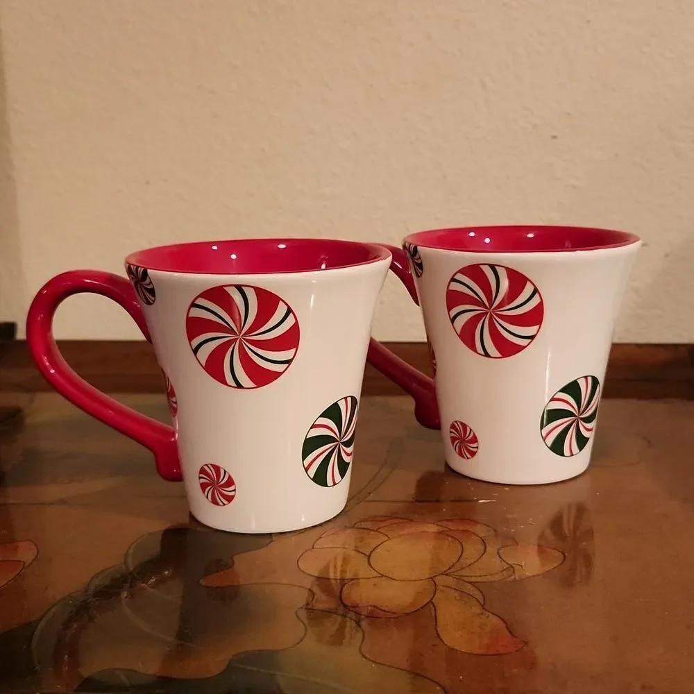 Pier 1 Imports Candy Cane Cup Mug 10oz. Set of 2